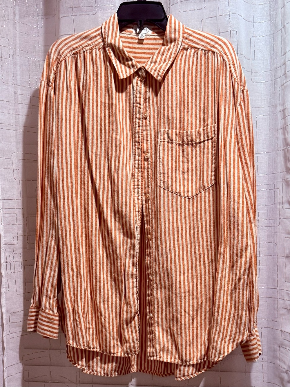 Wonderly Orange and Cream Striped Button-Down Shirt